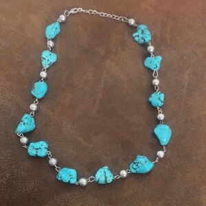 Turquoise and Silver Beaded Necklace